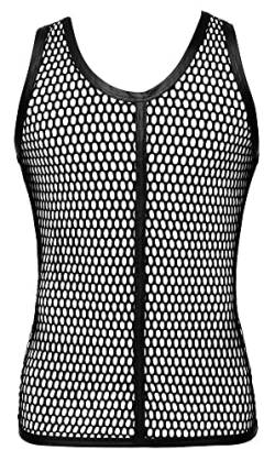 Orion Netzhemd - erotisches Netz-Oberteil für Männer, in transparentem Fishnet-Look, ärmellos, figurbetont, luftig, schwarz von Orion