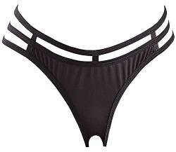 Orion Ouvert-String - verführerischer Mini-String für Frauen, mit Öffnung im Schritt und DREI Stretch-Bändern, high Waisted, schwarz (S/M) von Orion