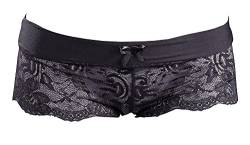 Orion Panty - erotischer Spitzen-Slip für Frauen, mit Öffnung im Schritt, floralen Spitzen-Muster, weicher Stretch-Stoff, schwarz von Orion