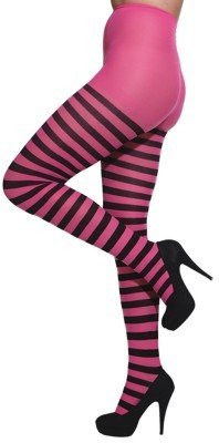 Fasching Ringelstrumpfhose - Einheitsgröße (pink-schwarz) von Orlob