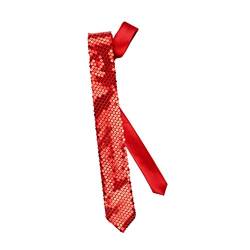 Pailetten Krawatte rot - Langbinder Karneval von Orlob
