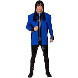 Unbekannt Herren Kostüm Musiker Jacke mit Schulterpolster blau oder rot Gr. 46-56 Show-Kostüm 80er 90er Karneval (54/56, blau) von Orlob