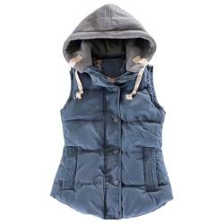 Herbst Winter Mode Basic Jacken Mujer Mit Kapuze Mantel Frauen Weste Oberbekleidung, blau, 52 von Ornrjfll