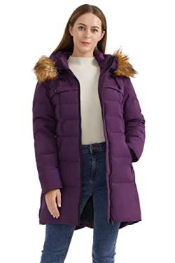 Orolay Damen Daunenjacke mit Kapuze Warmer Outdoormantel für den Winter Female Steppmantel Lila L von Orolay