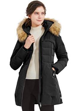 Orolay Damen Daunenmantel Dicke Steppjacke mit Kunspelzkragen Schwarz 2XL von Orolay