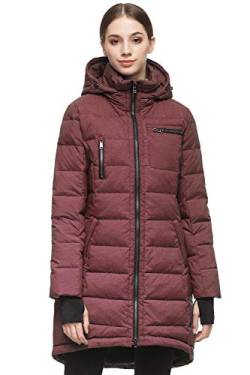 Orolay Damen Daunenmantel Winterjacke Langarm, Weinrot, M von Orolay