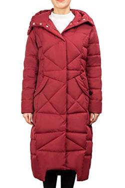 Orolay Damen Daunenmantel mit Kapuze Lange Winterjacke Winddichte Gesteppte Oberbekleidung N-Rot L von Orolay