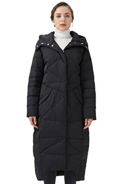 Orolay Damen Daunenmantel mit Kapuze Lange Winterjacke Winddichte Gesteppte Oberbekleidung Schwarz XL von Orolay