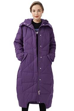 Orolay Damen Daunenmantel mit Kapuze Lange Winterjacke Winddichte Gesteppte Oberbekleidung Violett S von Orolay