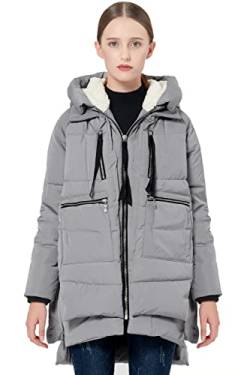 Orolay Damen Daunenmantel mit Verdickung Parka Kapuze Langer Puffer Mantel für Winter Gesteppte Gepolsterte Winddichte Oberbekleidung Grau 4XL von Orolay