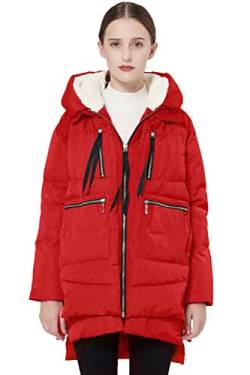 Orolay Damen Daunenmantel mit Verdickung Parka Kapuze Langer Puffer Mantel für Winter Gesteppte Gepolsterte Winddichte Oberbekleidung Rot 4XL von Orolay