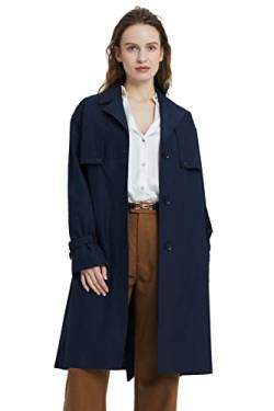 Orolay Damen Einreihiger Trenchcoat Langer Windbreaker Knopfmantel Slim Fit Jacken mit Gürtel Marine S von Orolay