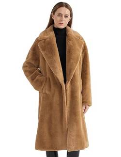 Orolay Damen Faux Fur Revers Coat Mittellanger Fuzzy Fleece Winter Sherpa Trenchcoat Khaki L von Orolay