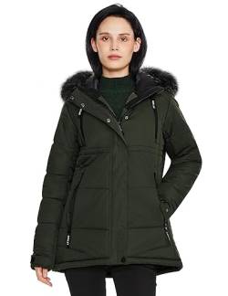 Orolay Damen Hood Casual Steppjacke Wattierte Jacken für Damen Mountain Parka mit Kunstpelz Weiß L Grün M von Orolay