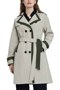 Orolay Damen Klassischer Trenchcoat Zweireihig Mittellang Winddicht Modisch Jacke Revers Mantel mit Gürtel Beige XXL von Orolay