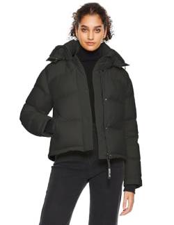 Orolay Damen Kurze Daunenjacke Verdickt Steppjacke mit abnehmbarer Kapuze Schwarz S von Orolay