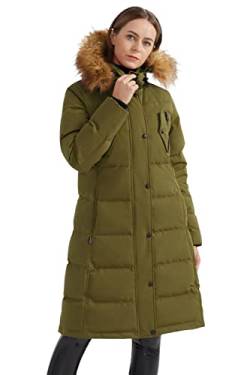 Orolay Damen Lsolierter Daunenmantel Winter Kapuzen-Steppjacke mit Kunstpelz Female Winterjacke Grün XL von Orolay