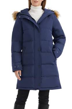 Orolay Damen Lsolierter Daunenmantel Winter Kapuzen-Steppjacke mit Kunstpelz Female Winterjacke Marine L von Orolay