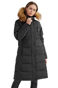 Orolay Damen Lsolierter Daunenmantel Winter Kapuzen-Steppjacke mit Kunstpelz Female Winterjacke S chwarz M von Orolay