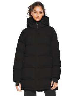 Orolay Damen Mittellange Leichte Jacke mit Abnehmbarer Kapuze Stehkragen Winter Puffer Jacket, Schwarz, Large von Orolay
