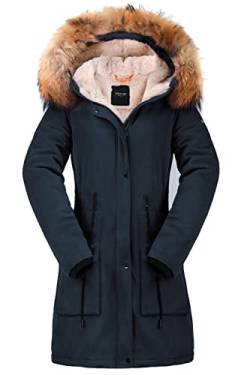 Orolay Damen-Parka mit Dickem Fleece-Futter Wintermantel Kapuzenjacke und Abnehmbarem Pelzkragen Dunkler Saphir XS von Orolay