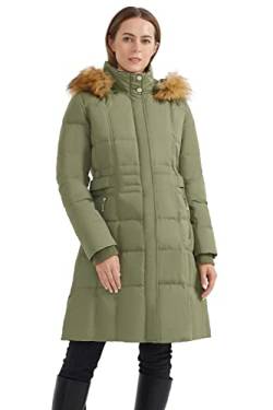 Orolay Damen Puffer Daunenmantel Winterjacke mit Kunstpelz Trim Kapuze Grün S von Orolay