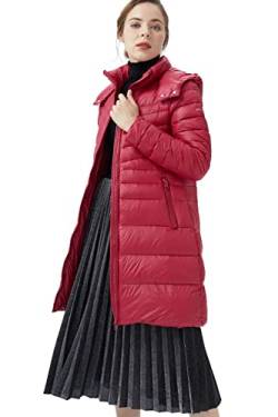 Orolay Damen Slim Daunenjacke Winter Langer Mantel mit Stehkragen Mittlerer Puffer Steppmantel Rose S von Orolay