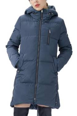 Orolay Damen Stilvolle Daunenmantel Winterjacke mit Kapuze Female Steppmantel Frauen Puffer Wintermantel Navy blau M von Orolay