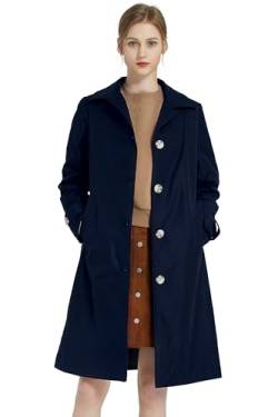 Orolay Damen Trenchcoat Einreihige Mittellange Classic Revers Winddichte, schlanke Oberbekleidung Marine XL von Orolay