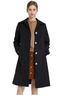 Orolay Damen Trenchcoat Einreihige Mittellange Classic Revers Winddichte, schlanke Oberbekleidung Schwarz S von Orolay