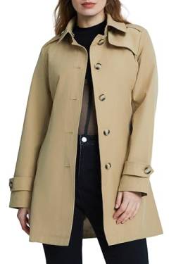 Orolay Damen Trenchcoat mit Gürtel Winddicht Klassischer Mantel Schmale Outdoor Jacken mit Breitem Revers Khaki L von Orolay