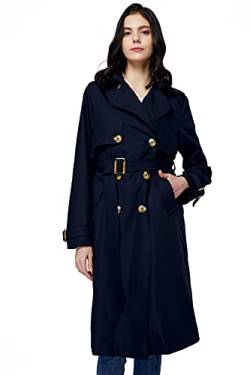 Orolay Damen Übergangsmantel 3/4 Länge Doppelreihiger Trenchcoat Revers Jacke mit Gürtel - Eleganter Mantel Marine L von Orolay