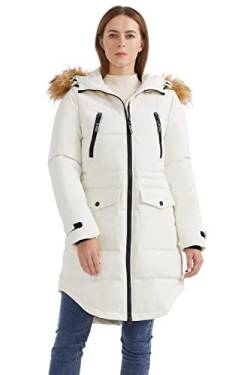 Orolay Damen Verdickte Daunenjacke Mit Kapuze Winter Puffermantel Female Steppmantel Beige L von Orolay