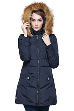 Orolay Damen Winter Daunenjacke Kapuzenmantel mit Kunstpelzbesatz Marine M von Orolay