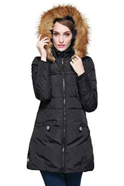 Orolay Damen Winter Daunenjacke Kapuzenmantel mit Kunstpelzbesatz Schwarz S von Orolay