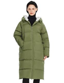 Orolay Damen langer Daunenmantel Winter Steppjacke Warme Jacke mit Saumschlitz Armeegrün Large von Orolay
