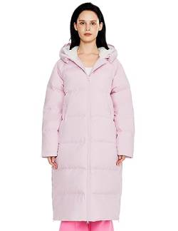 Orolay Damen langer Daunenmantel Winter Steppjacke Warme Jacke mit Saumschlitz Rosa Small von Orolay