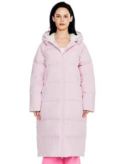Orolay Damen langer Daunenmantel Winter Steppjacke Warme Jacke mit Saumschlitz Rosa X-Large von Orolay