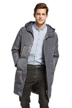 Orolay Herren Daunenjacke Warmer Wintermantel Mittellang Freizeit Hooded Steppmantel Grau L von Orolay