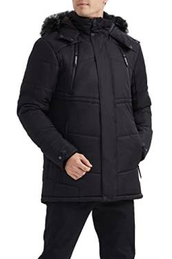 Orolay Herren Lässiger Puffermantel mit Kapuze Mittellange Winterjacke mit Kunstpelz Schwarz L von Orolay