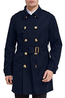 Orolay Herren Trenchcoat Mittellang Klassischer Mantel mit Gürtel Navi L von Orolay