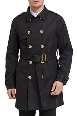 Orolay Herren Trenchcoat Mittellang Klassischer Mantel mit Gürtel Schwarz XL von Orolay
