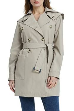 Orolay Mittellanger Trenchcoat für Damen Breite Knopfleiste Reversjacke Leichte Oberbekleidung mit Taschen Beige XL von Orolay