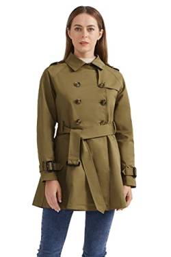 Orolay Mittellanger Zweireihiger Trenchcoat für Damen mit Gürtel Dunkelkhaki S von Orolay