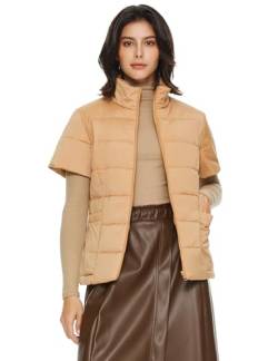 Orolay Warm Isolierte Weste für Damen Stehkragen Flügelärmel Jacke Reißverschluss Weste mit Taschen Khaki XL von Orolay
