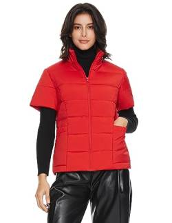 Orolay Warm Isolierte Weste für Damen Stehkragen Flügelärmel Jacke Reißverschluss Weste mit Taschen Rot M von Orolay