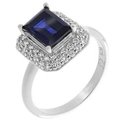 Orphelia Damen-Halo-Ring Blauer_Zirkonia Ringgröße 52 (16.6) - ZR-7237/SA/52 von Orphelia