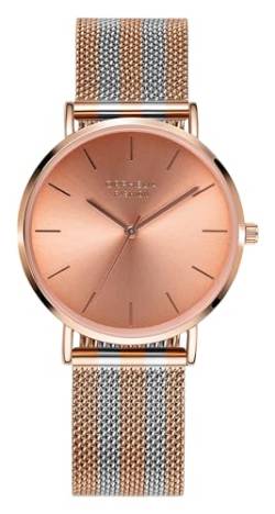 Orphelia Fashion Damen Analog Quartz Uhr Milano mit Mesh Edelstahl Armband,Rosegold/Silber von Orphelia