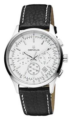 Orphelia Herren-Armbanduhr 24h Dual Time Quarz Leder, Schwarz/Silber von Orphelia