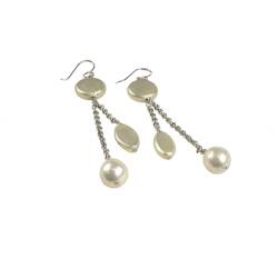Orquidea Weiße Ohrringe aus Organischen Mallorca-Perlen in Verschiedenen Formen - Kreta - 15mm x 85mm - 925% Sterling Silber von Orquidea